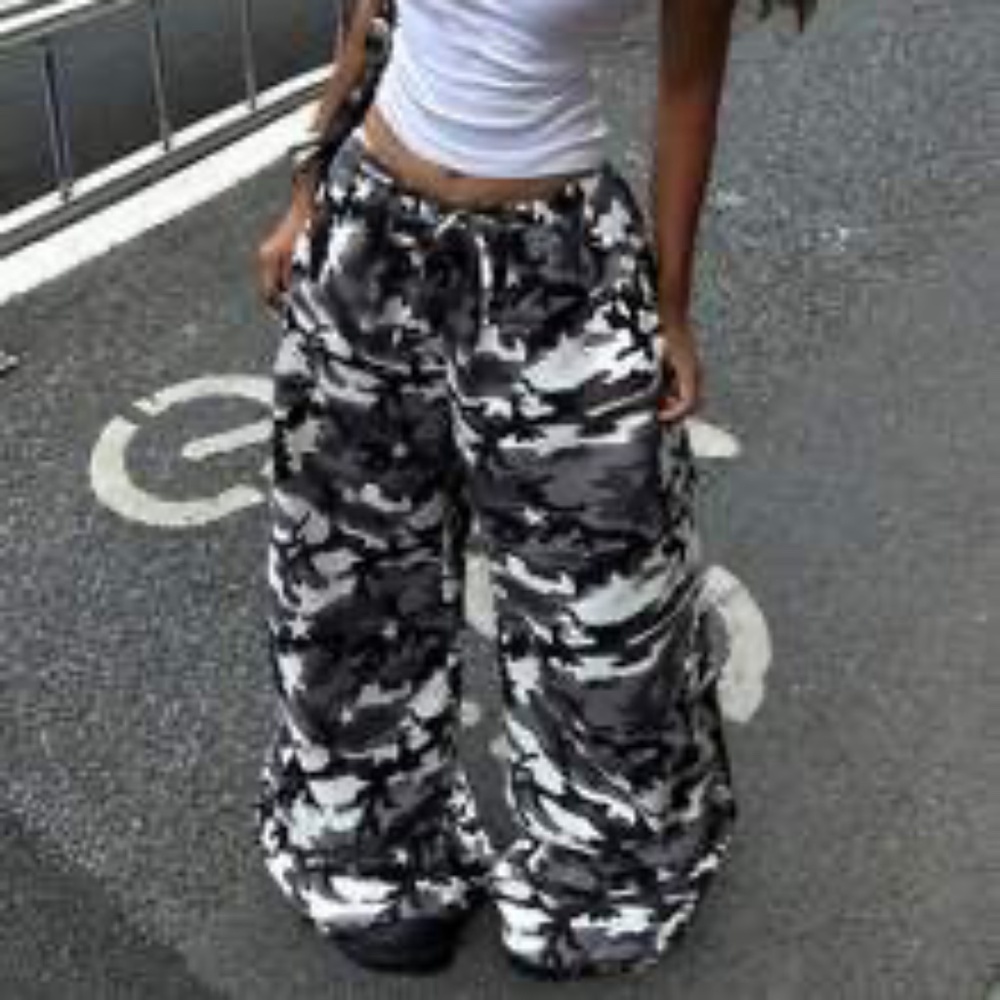 Coolane Women's Camo Tie Waist Wide Leg Loose Casual Pants
